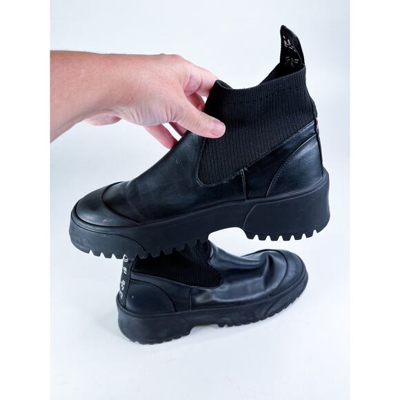Zara TRF Size US 9 (EU 40) Rugged Chunky Sole Leather Boots - Black - Picture 7 of 10